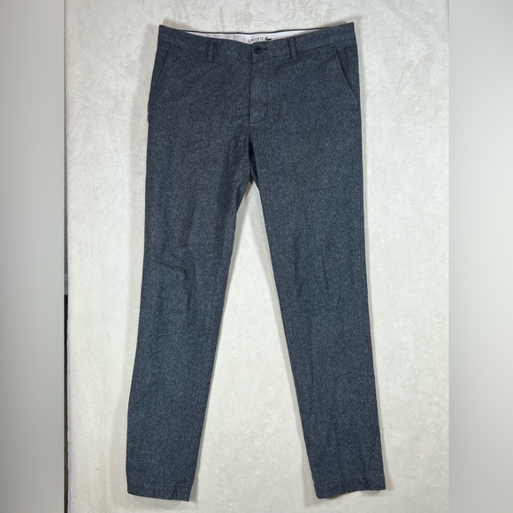 Men's Lacoste Slim Fit US 36W Slim Fit Stretch Cotton Chinos Gray Pants EUC - Picture 1 of 10